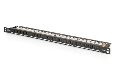 Digitus DN-91624U-SL-SH - Patch Panel - CAT 6 - UTP - RJ-45 X 24 - Schwarz, RAL 9005 - 0.5U - 48.3 cm (19")