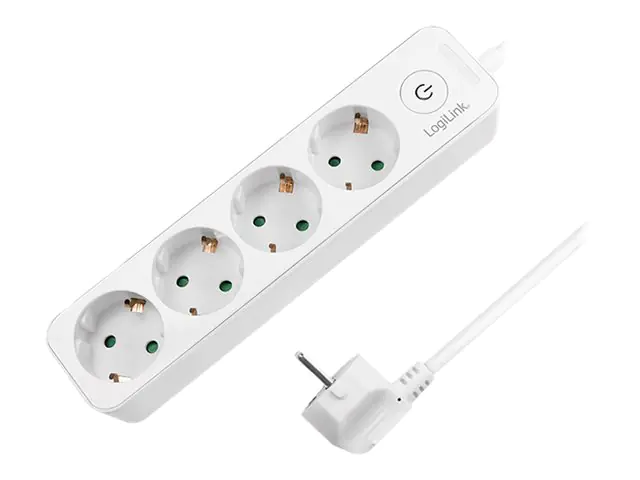 LogiLink - Steckdosenleiste - Wechselstrom 250 V - 3680 Watt - Eingabe, Eingang Stromversorgung - Ausgangsanschlüsse: 4 (4 x CEE 7/3) - 1.5 m Schnur - Deutschland - weiß