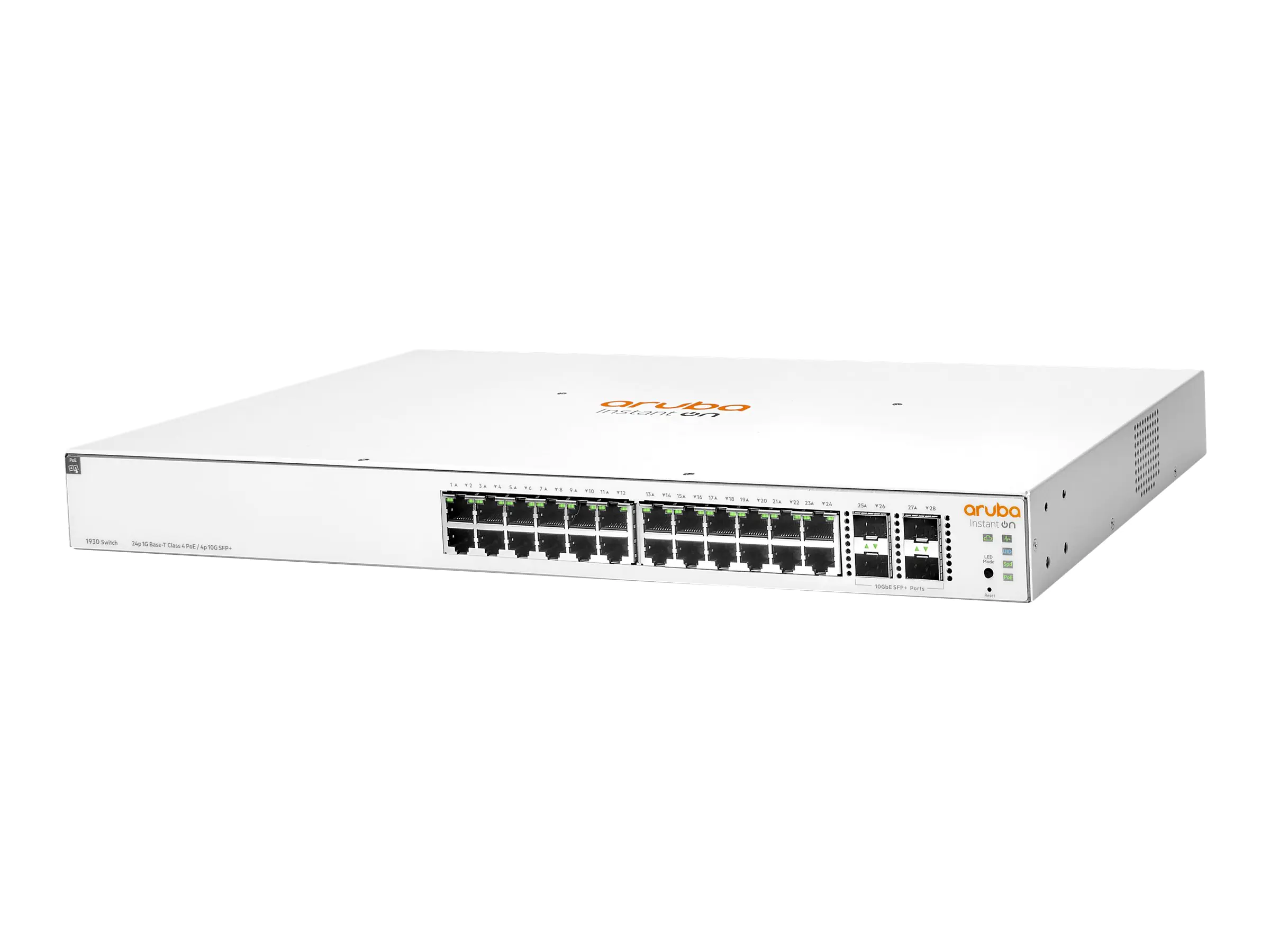 HPE Networking Instant On 1930 24G Class4 PoE 4SFP/SFP+ 195W Switch - Switch - L3 - managed - 24 x 10/100/1000 (PoE) + 4 x 1 Gigabit / 10 Gigabit SFP+ - an Rack montierbar - PoE (195 W)