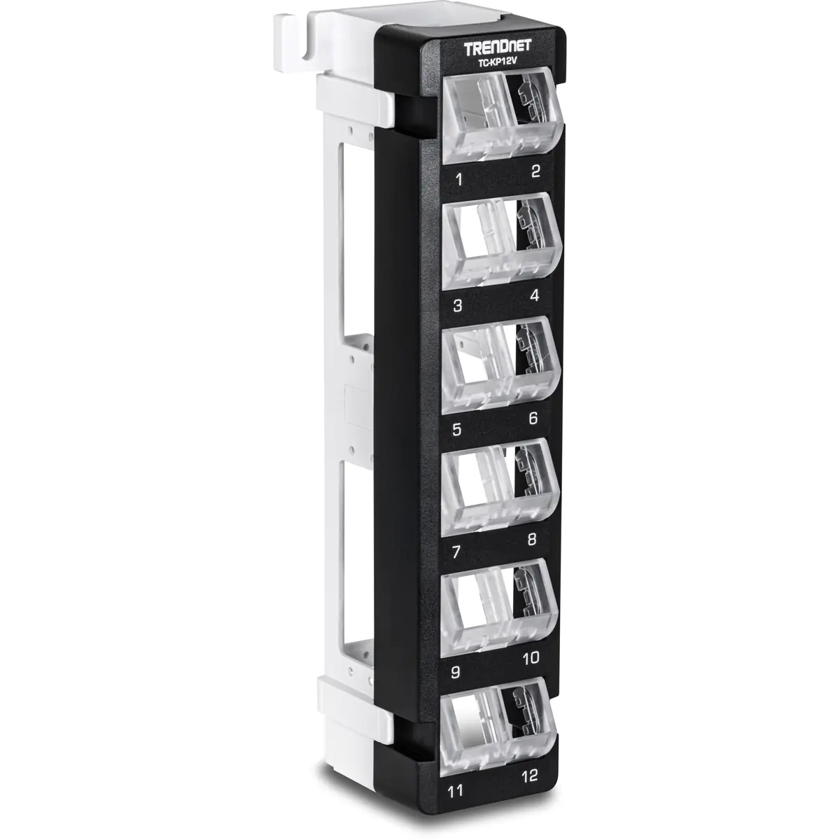 Trendnet TC-KP12V - Patchpanel (Blindblech) (horizontal / vertikal) - angled, keystone - geeignet für Wandmontage - Schwarz - 12 Ports - TAA-konform