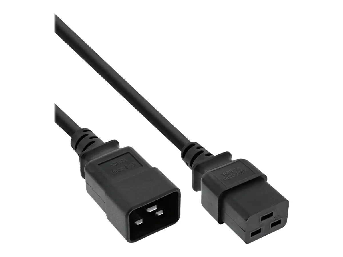 InLine - Spannungsversorgungs-Verlängerungskabel - IEC 60320 C20 zu IEC 60320 C19 - 16 A - 1 m - Schwarz