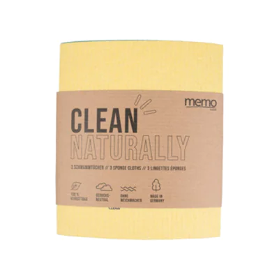 memo Schwammtuch Clean Naturally 17 x 19,5 cm (B x L) Zellulose/Baumwollfasern/Glaubersalz farbig sortiert 3 St./Pack.