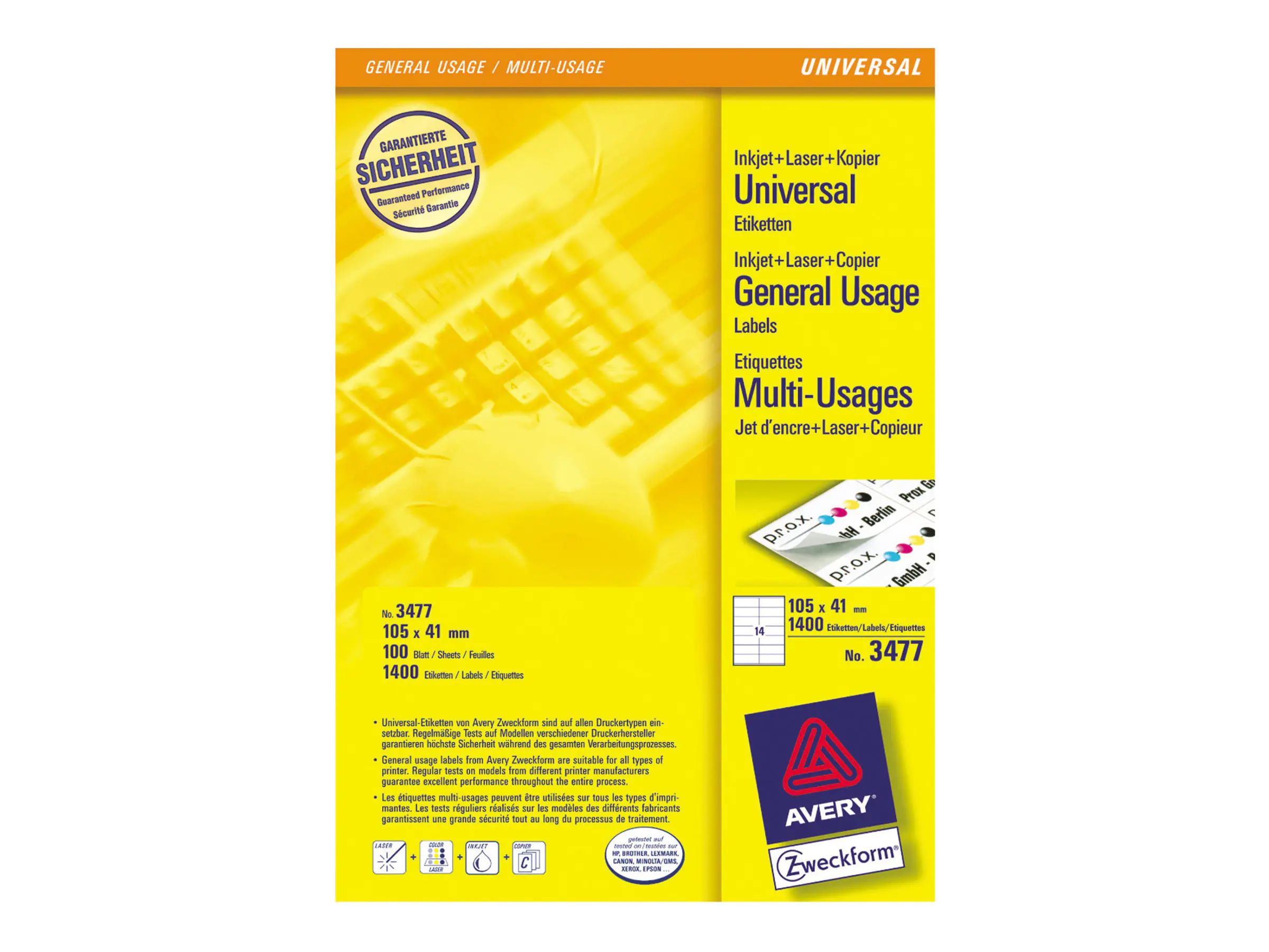 Avery Zweckform Avery - Weiß - 105 x 41 mm 1400 Etikett(en) (100 3477