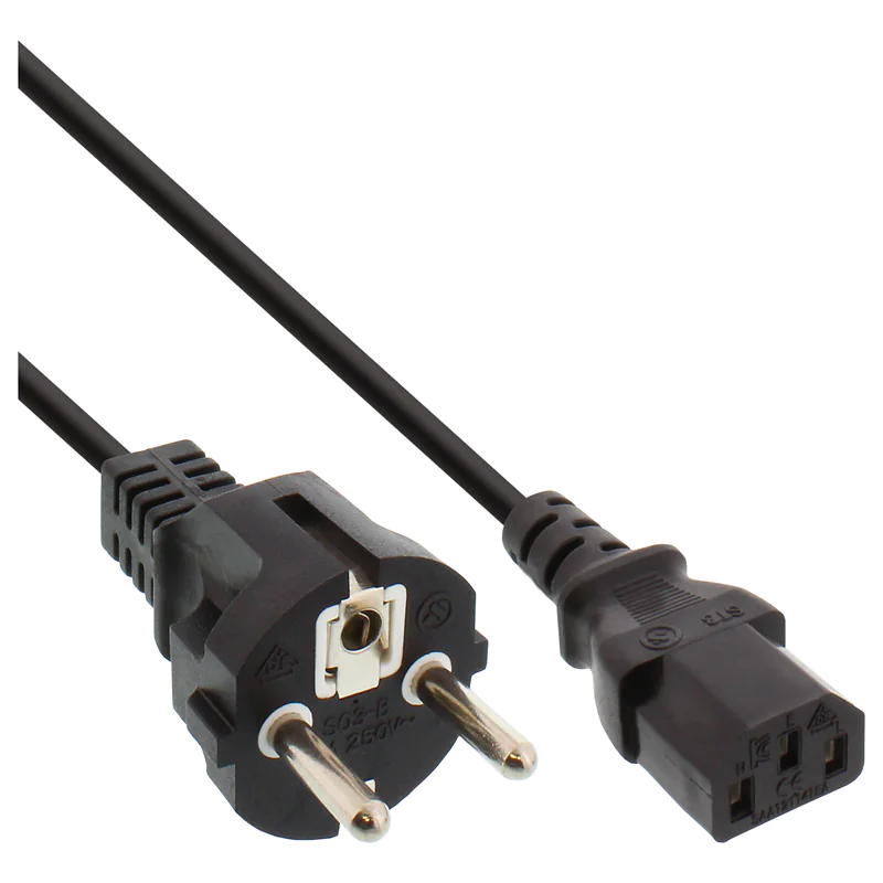 InLine 40er B-Pack Netzkabel - Schutzk. gerade/Kaltgeräte ST C13 - schwarz - 1,5m B-16651A