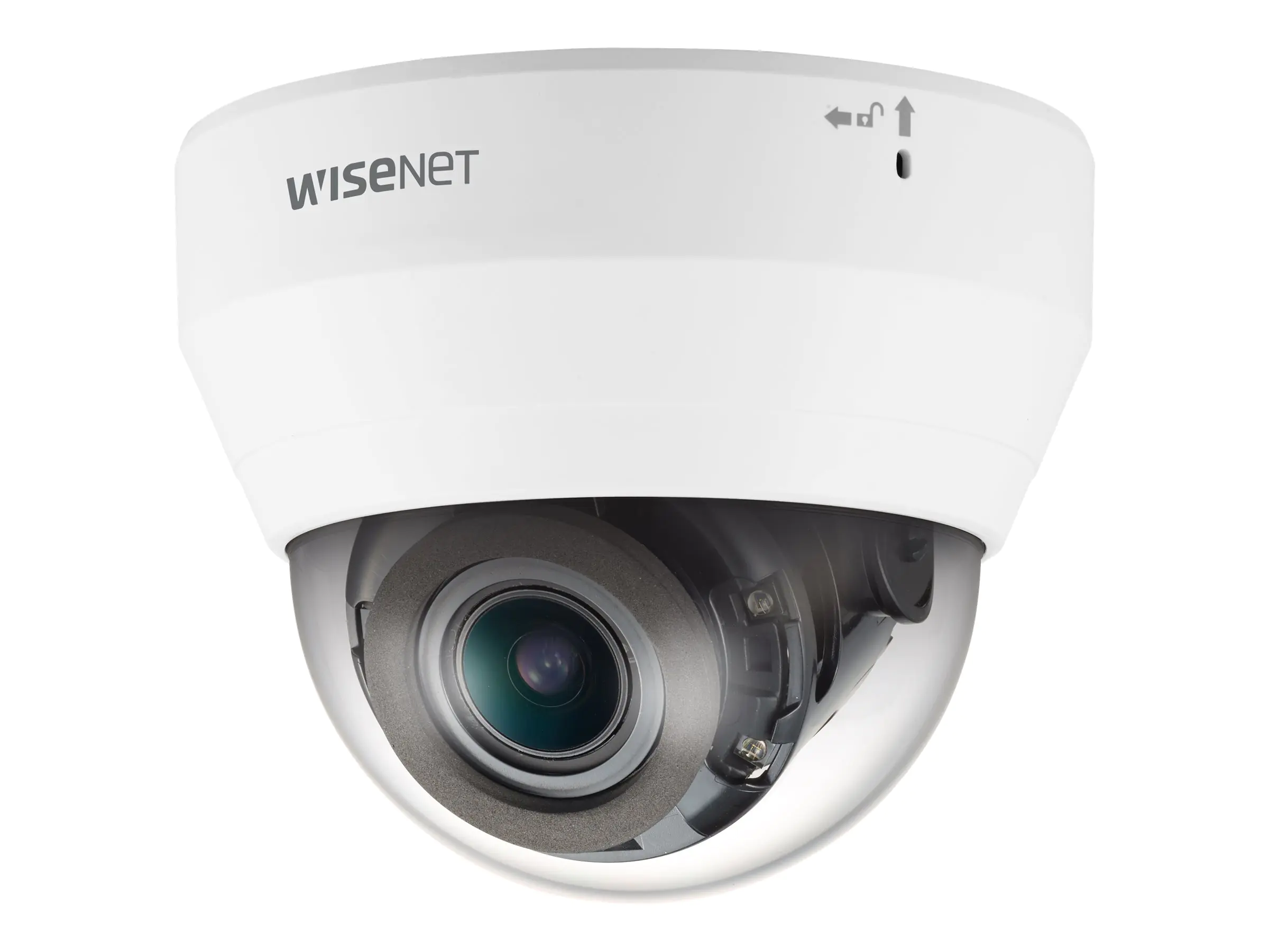 Hanwha WiseNet Q QND-6082R - Netzwerk-Überwachungskamera - Kuppel - Farbe (Tag&Nacht) - 2 MP - 1920 x 1080 - 1080p - motorbetrieben - Audio - Composite - LAN 10/100 - MJPEG, H.264, H.265 - Gleichstrom 12 V / PoE