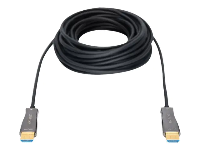 Digitus - Premium Highspeed - HDMI-Kabel mit Ethernet - HDMI männlich zu HDMI männlich - 20 m - Doppelisolierung - Schwarz - 4K Unterstützung, HAOC-Kabel (Hybrid Active Optical Cable)