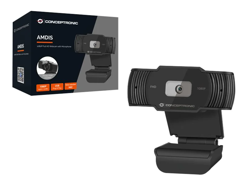Conceptronic AMDIS04B - Webcam - Farbe - 1920 x 1080 - 1080p - feste Brennweite - Audio - USB 2.0 - Gleichstrom 5 V