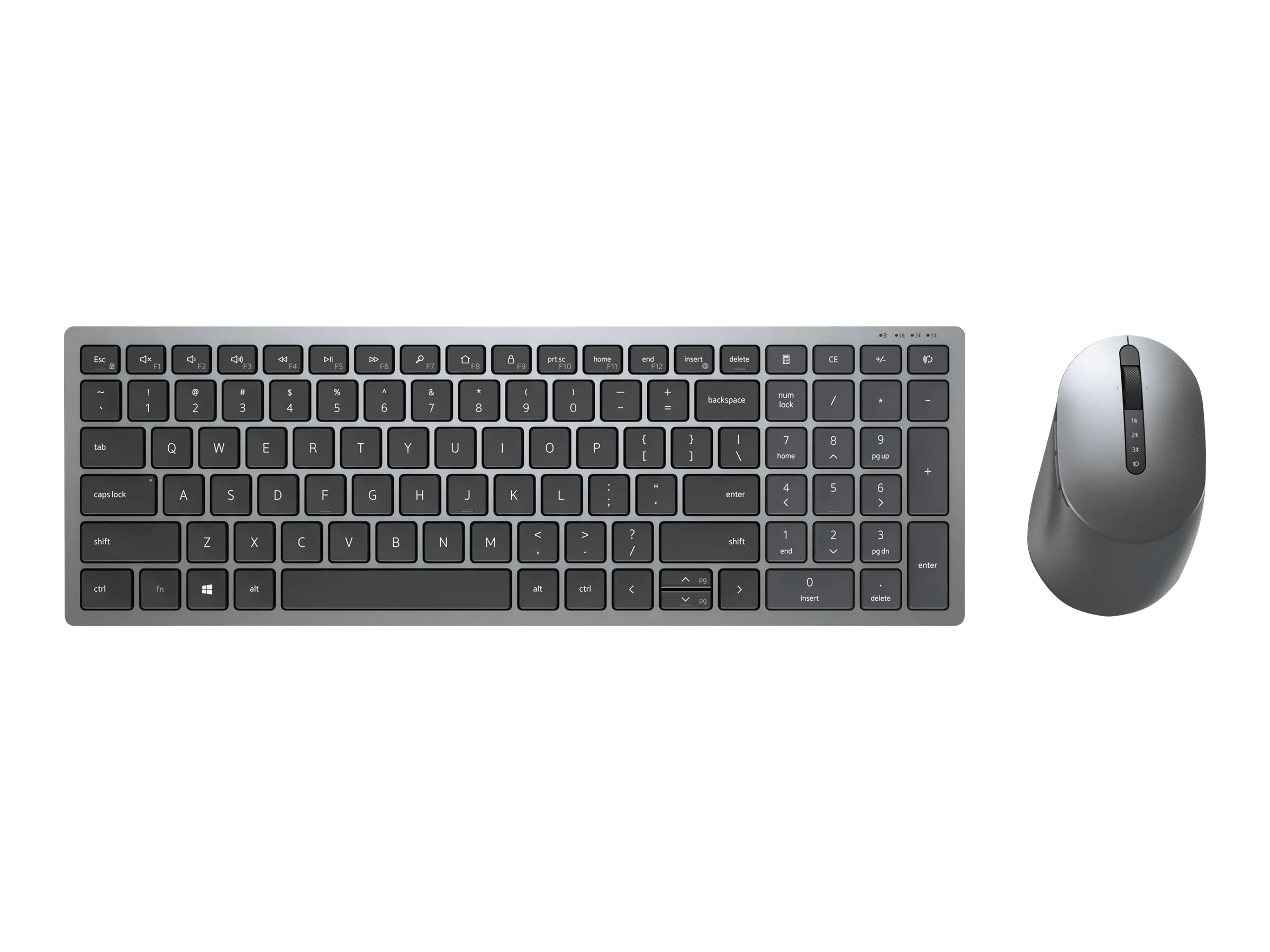 Dell Multi-Device KM7120W - Tastatur-und-Maus-Set - kabellos - 2.4 GHz, Bluetooth 5.0 - GB - Titan Gray