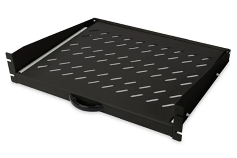 DIGITUS Ausziehbarer Fachboden zum Festeinbau an den vorderen 483 mm (19")-Profilschienen DN-19-TRAY-2-450-SW