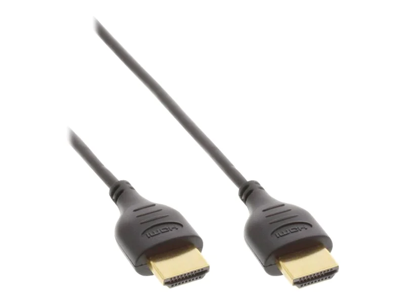 InLine Super Slim High Speed HDMI Cable with Ethernet - HDMI-Kabel mit Ethernet - HDMI männlich zu HDMI männlich - 1 m - Dreifachisolierung - Schwarz - 4K Unterstützung