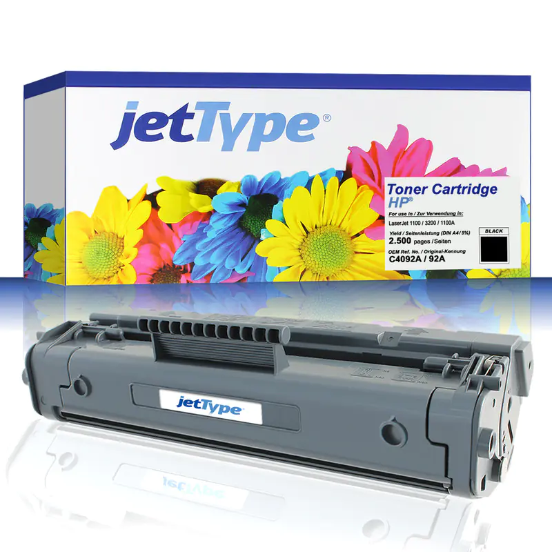 jetType Toner kompatibel zu HP C4092A 92A schwarz 2.500 Seiten 1 Stück