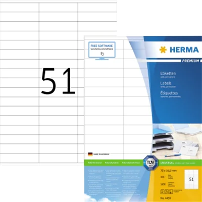 HERMA Etikett PREMIUM 4459 70x16,9mm weiß 5.100 St./Pack.