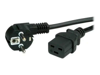 VALUE - Stromkabel - CEE 7/7 (M) bis IEC 60320 C19 - Wechselstrom 250 V - 16 A - 2 m - Schwarz