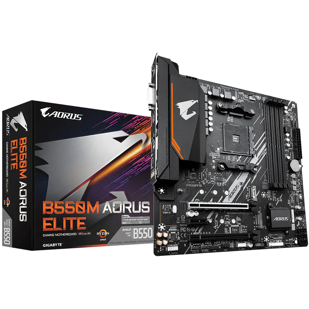 Gigabyte B550M AORUS ELITE - 1.0 - Motherboard - micro ATX - Socket AM4 - AMD B550 Chipsatz - USB 3.2 Gen 1 - Gigabit LAN - Onboard-Grafik (CPU erforderlich) - HD Audio (8-Kanal)