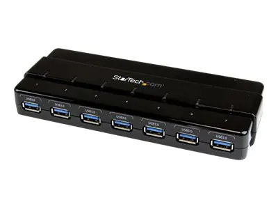 StarTech 7 Port USB 3.0 SuperSpeed Hub - USB 3 Hub Netzteil / Stromanschluss und Kabel - Schwarz - Hub - 7 x SuperSpeed USB 3.0 - Desktop - für P/N: BNDTBUSB3142, PEXUS313AC2V, PEXUSB311A1E, PEXUSB312A2, PEXUSB314A2V2, SDMSDRWU3AC