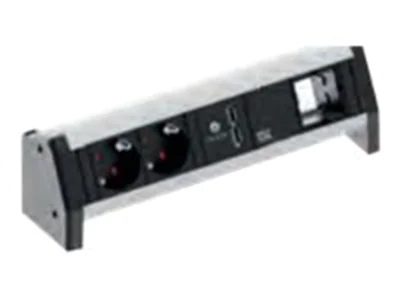 Bachmann DESK 1 - Steckdosenleiste - Wechselstrom 230 V - Eingabe, Eingang GST18 - Ausgangsanschlüsse: 2 (French / UTE) - Frankreich - Schwarz