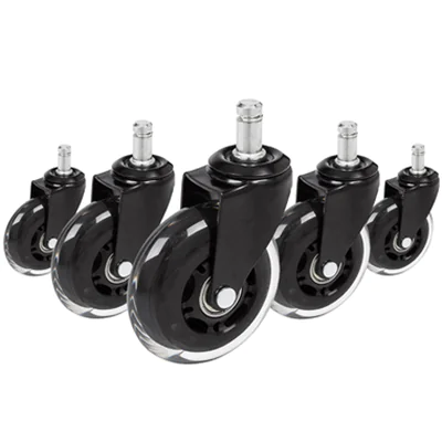 hjh OFFICE Ersatzrolle ROLO SKATE Metall/Kunststoff/Polyurethan, beschichtet schwarz/transparent 5 St./Pack.