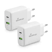 MediaRange 43W Steckdosen-Ladegerät mit USB-A u. USB-C weiß
