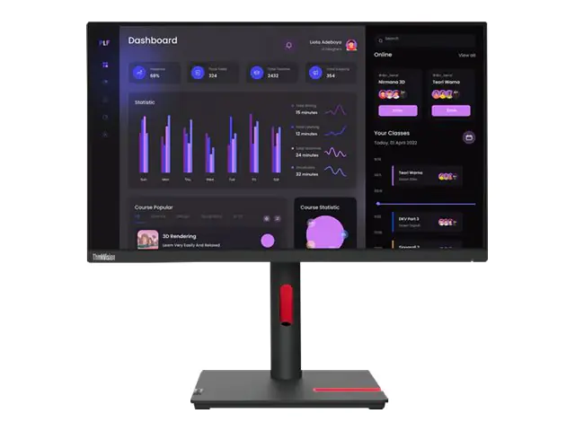 Lenovo ThinkVision T24i-30 - LED-Monitor - 60.5 cm (23.8") - 1920 x 1080 Full HD (1080p) @ 60 Hz - IPS - 250 cd/m² - 1000:1 - 4 ms - HDMI, VGA, DisplayPort - Raven Black - Campus - für ThinkPad P15 Gen 2 20YQ
