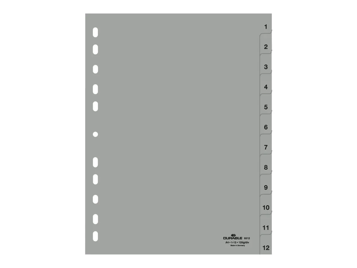 Durable Trennelement - 12 Teile - vorgedruckt: 1-12 - für A4 (210 x 297 mm) 651210