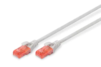 Digitus - Patch-Kabel - RJ-45 (M) zu RJ-45 (M) - 2.5 m - UTP - CAT 6 - halogenfrei, geformt, ohne Haken - Grau