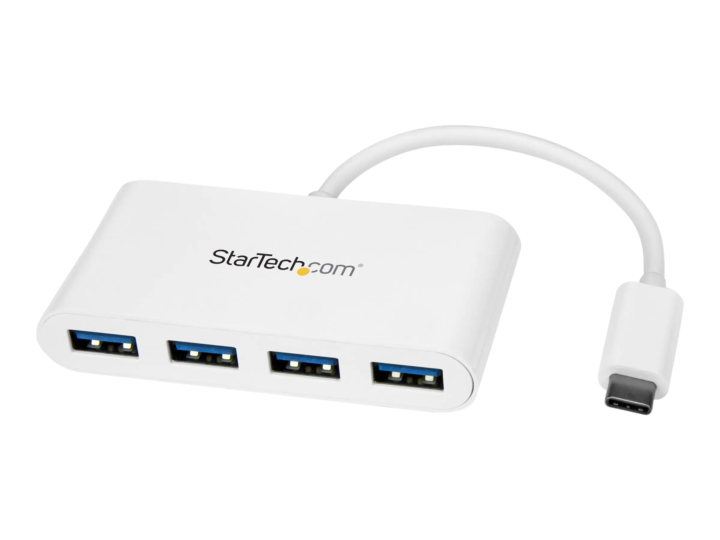 StarTech USB-C Hub - 4 Port USB 3.0 - USB C auf 4x USB-A - Bus Powered - Weiß - Kompakter USB C Hub - USB Typ-C Adapter - Hub - 4 x SuperSpeed USB 3.0 - Desktop