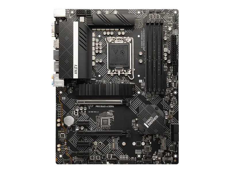 MSI PRO B660-A DDR4 - Motherboard - ATX - LGA1700-Sockel - B660 Chipsatz - USB 3.2 Gen 2, USB-C Gen2, USB-C Gen1, USB 3.2 Gen 1 - 2.5 Gigabit LAN - Onboard-Grafik (CPU erforderlich) - HD Audio (8-Kanal)