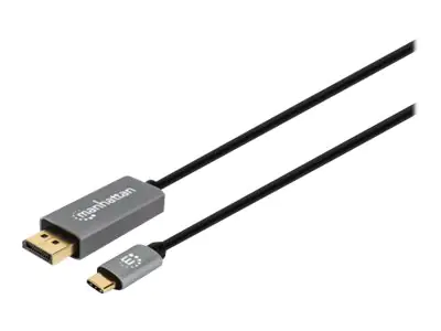 Manhattan USB-C to DisplayPort 1.4 Cable, 8K@60Hz, 2m, Male to Male, Black, Three Year Warranty, Polybag - DisplayPort-Kabel - 24 pin USB-C (M) zu DisplayPort (M) - 2 m - Support von 4K 120 Hz, Support von 8K 60 Hz - Schwarz