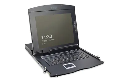 DIGITUS 17" LCD KVM-Konsole, 16-Port VGA, schweizer Tastatur