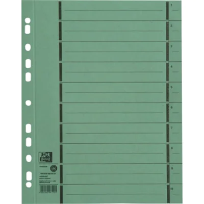 Oxford Trennblatt DIN A4 Manilakarton grün 100 St./Pack.