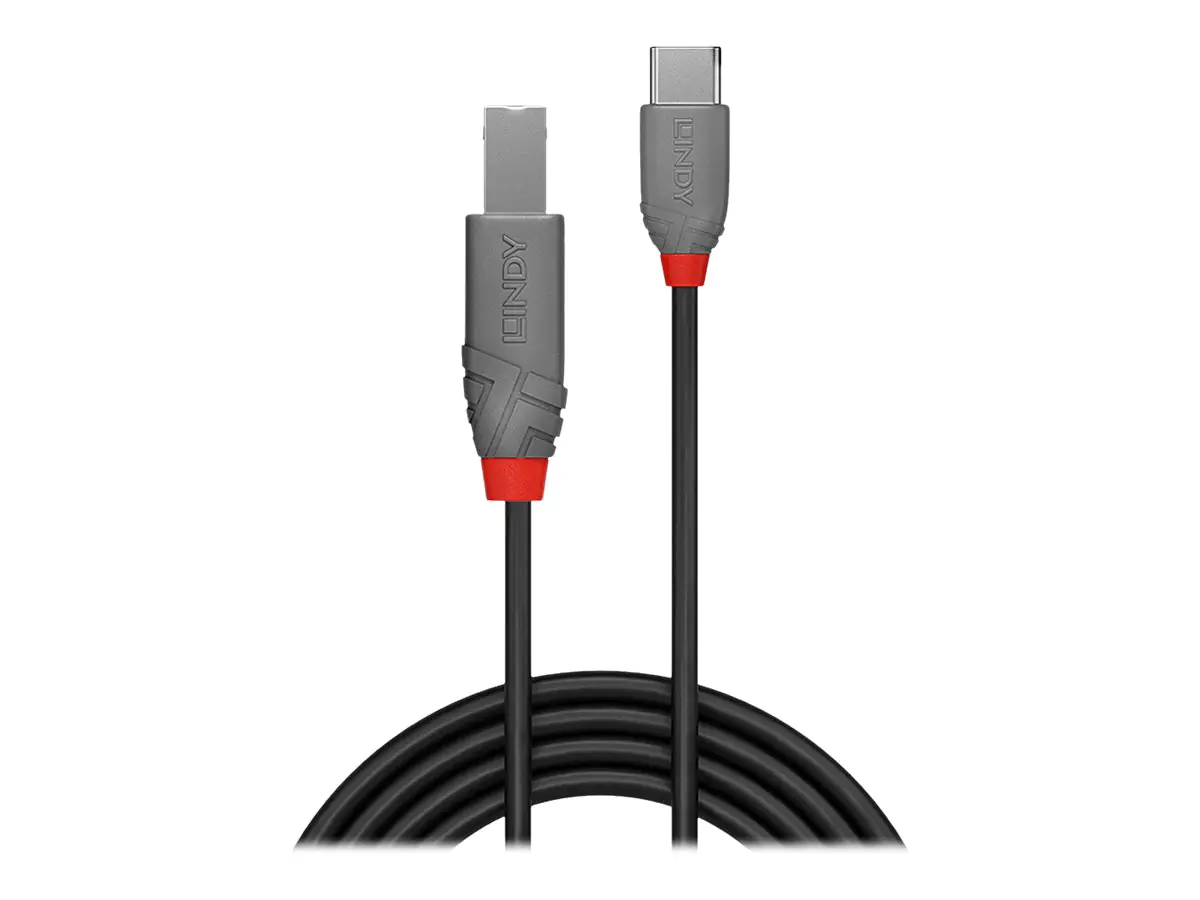 Lindy Anthra Line - USB-Kabel - 24 pin USB-C (M) zu USB Typ B (M) - USB 2.0 - 1 m - Schwarz