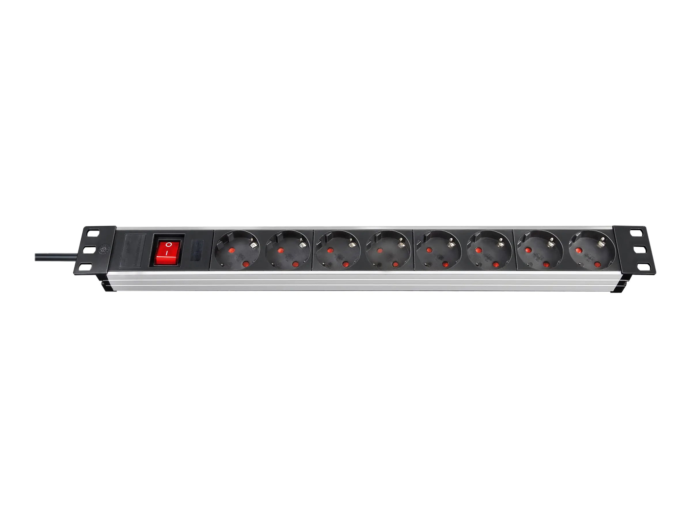Brennenstuhl Premium-Alu-Line - Steckdosenleiste (Rack - einbaufähig) - Ausgangsanschlüsse: 8 - 1U - 48.3 cm (19") - 2 m Schnur - Schwarz, Aluminium