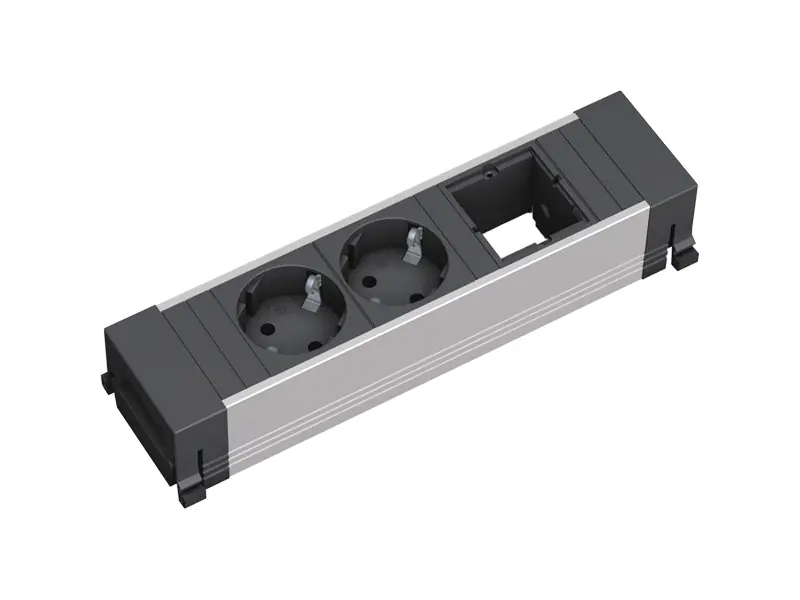Bachmann POWER FRAME - Steckdosenleiste - Eingabe, Eingang GST18i3 - Ausgangsanschlüsse: 2 - 10 cm - Deutschland - Schwarz, eloxiertes Aluminium