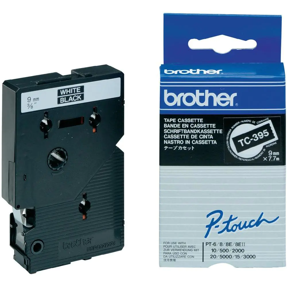 Brother - Schwarz, weiß - Rolle (0,9 cm x 8 m) 1 Kassette(n) laminiertes Band - für P-Touch PT-2000, PT-3000, PT-500, PT-5000, PT-8E