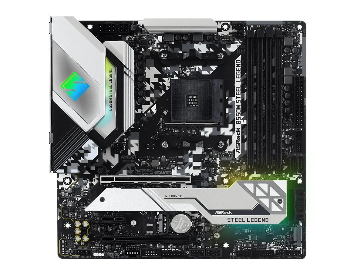 ASRock B550M Steel Legend - Motherboard - micro ATX - Socket AM4 - AMD B550 Chipsatz - USB-C Gen2, USB 3.2 Gen 1, USB 3.2 Gen 2 - 2.5 Gigabit LAN - Onboard-Grafik (CPU erforderlich) - HD Audio (8-Kanal)