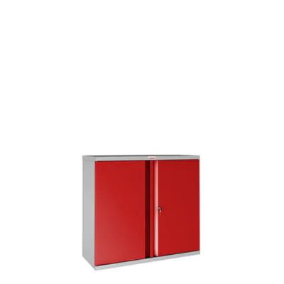 Phoenix Flügeltürenschrank 915 x 830 x 370 mm (B x H x T) 1 Fachboden Stahl, pulverbeschichtet Farbe der Front: rot Farbe des Korpus: grau