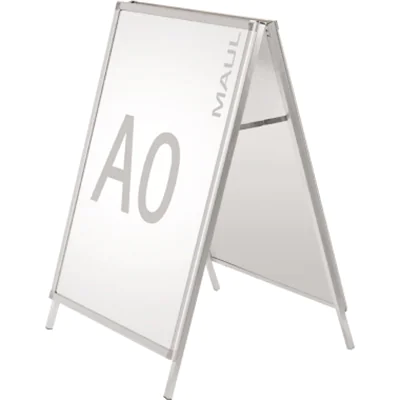 MAUL Kundenstopper MAULpublic 87,3 x 140,3 x 94 cm (B x H x T) DIN A0 Aluminium, eloxiert silber