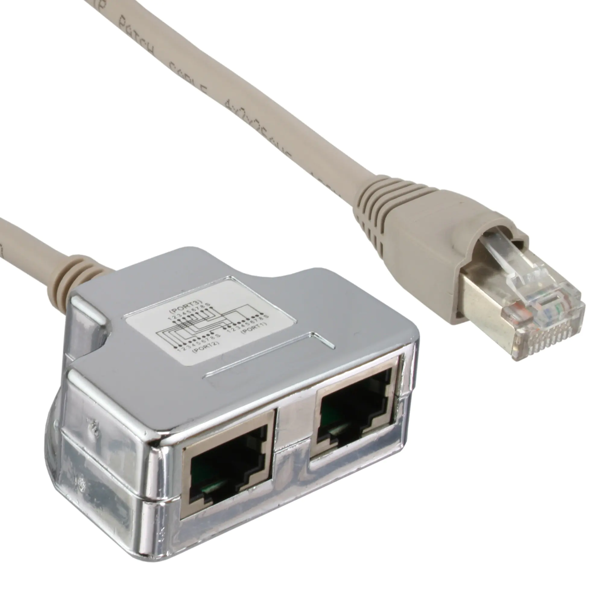 InLine Cat.5e T-Adapter (Port-Doppler) - RJ45 Stecker an 2x RJ45 Buchse 0,15m 69995