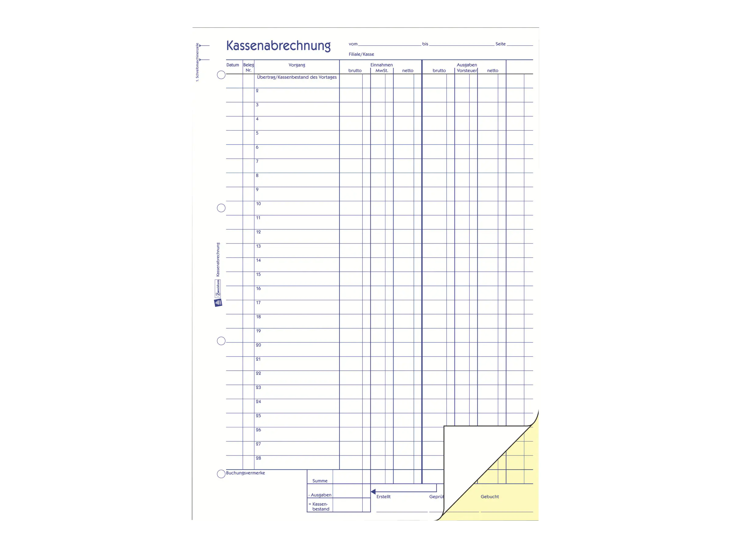 Avery Zweckform Kassenbericht - 40 Blatt - A4 (210 x 297 mm) 1757