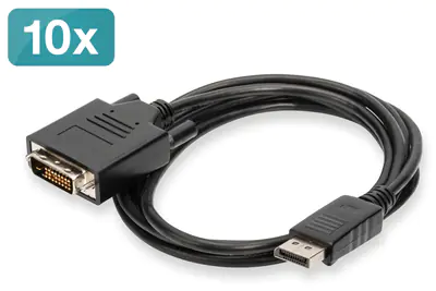 ASSMANN - Adapterkabel - DisplayPort (M) zu DVI-D (M) - 2 m - 1080p-Unterstützung - Schwarz (Packung mit 10)