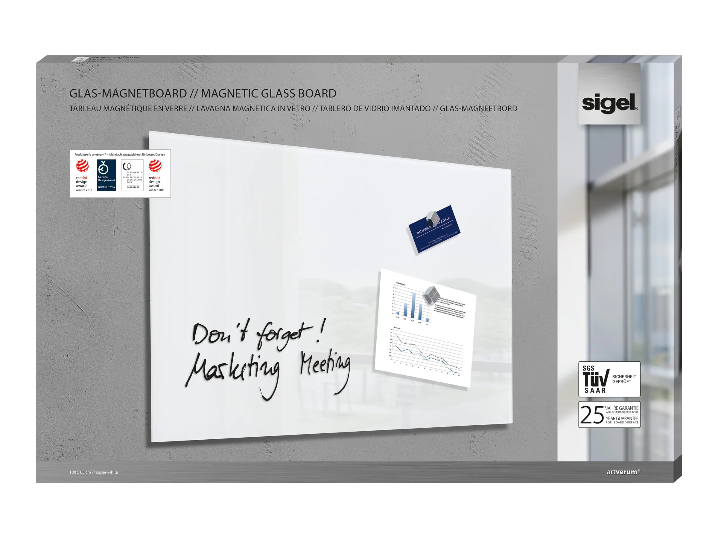 Sigel artverum - Whiteboard - geeignet für Wandmontage GL141