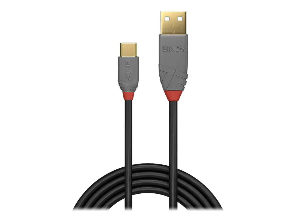 Lindy Anthra Line - USB-Kabel - 24 pin USB-C (M) zu USB Typ A (M) - USB 2.0 - 2 m - rund - Schwarz