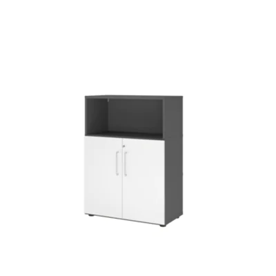 Hammerbacher Regalschrank FlexWall H1100xB800xT417mm graphit/weiß Regal u.Tueren VFW38T2KG/G/W/BS