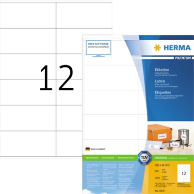 HERMA Etikett SuperPrint 4635 105x48mm weiß 2.400 St./Pack.