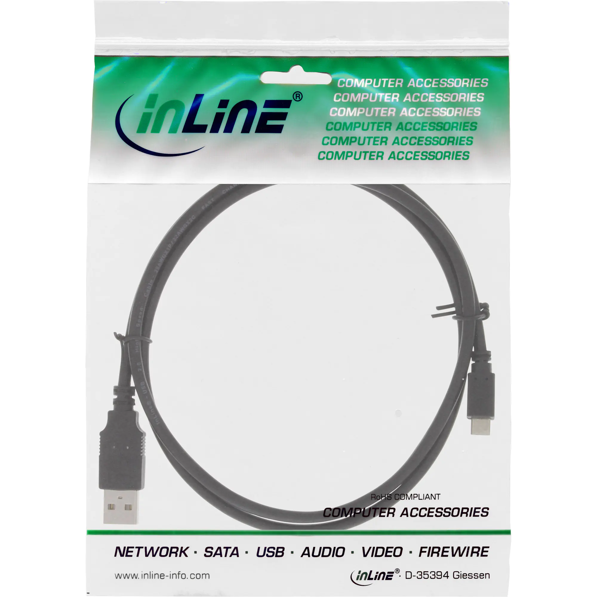 InLine Micro-USB 2.0 Kabel - Schnellladekab. - USB-A ST/Micro-B ST - schwarz - 1m 31710Q