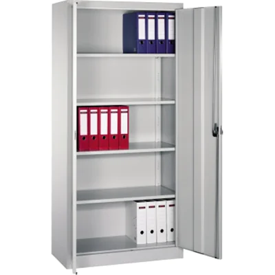 C+P Flügeltürenschrank Serie 12 935 x 1.950 x 40 mm (B x H x T) 4 Fachböden Stahl Farbe: lichtgrau