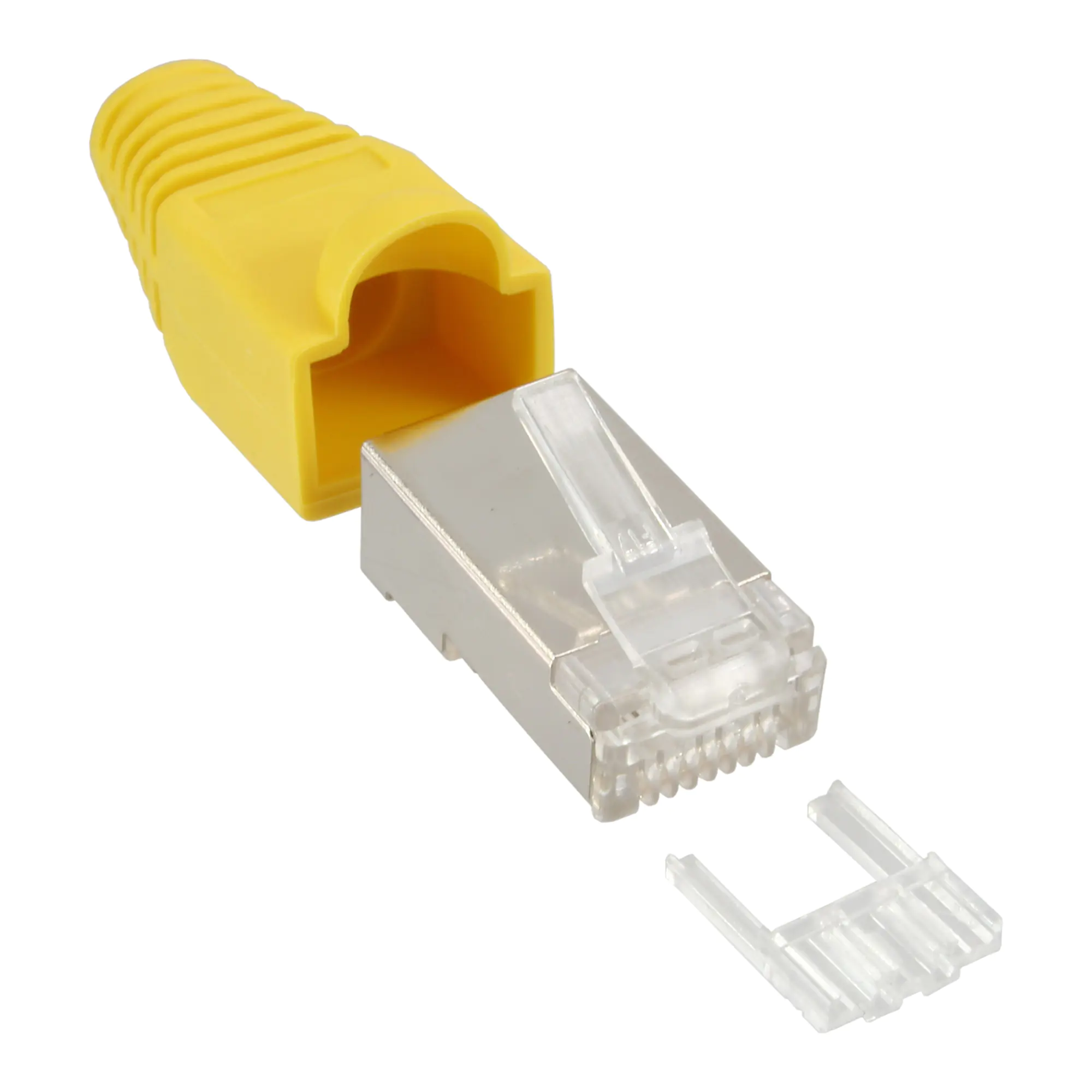 InLine Crimpstecker RJ45 geschirmt - Knickschutz gelb - 10er Pack 74510Y
