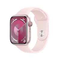 Apple Watch Series 9 (GPS + Cellular) - 45 mm - Pink Aluminum - intelligente Uhr mit Sportband - Flouroelastomer - Light Pink - Bandgröße: S/M - 64 GB - Wi-Fi, Bluetooth, UWB, LTE - 4G - 39 g