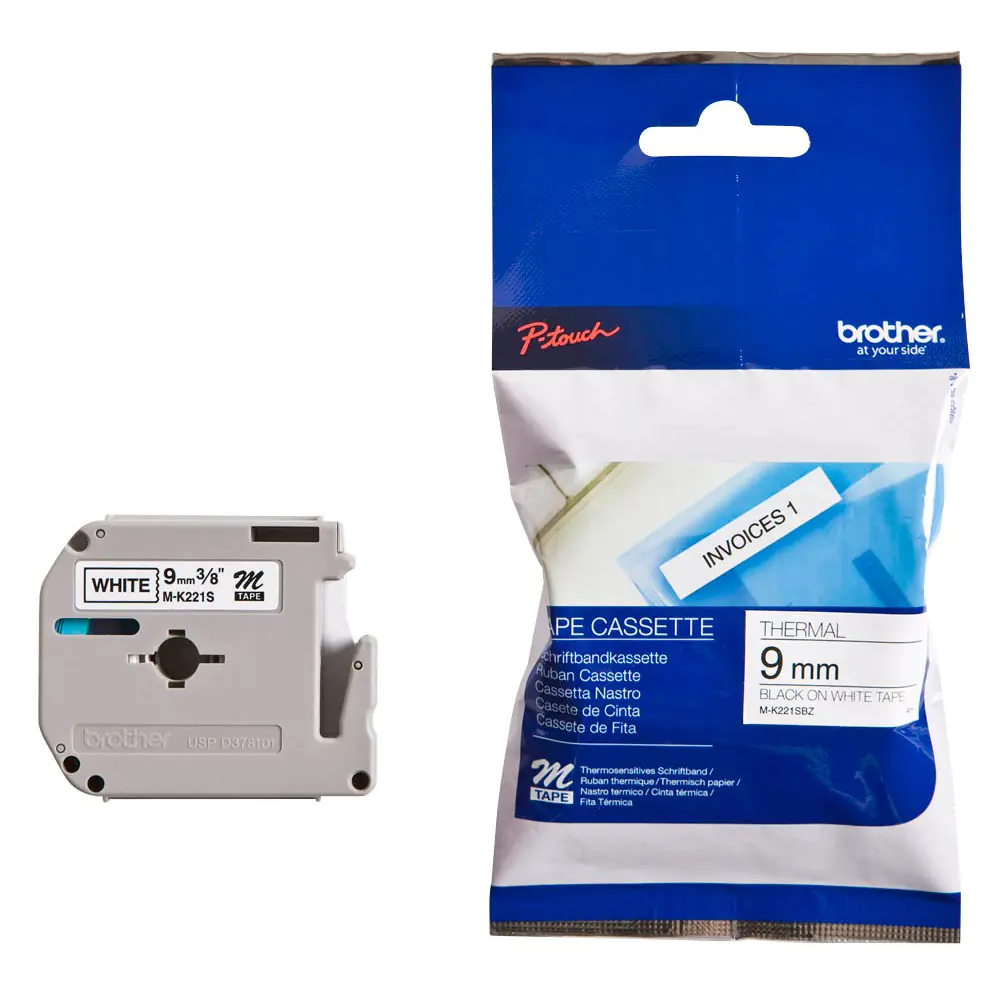 Brother M-K231SBZ - Schwarz auf Weiß - Rolle (1,2 cm x 4 m) 1 Kassette(n) Blisterverpackung - nicht-laminiertes Schriftband - für P-Touch PT-55, PT-65, PT-75, PT-80, PT-85, PT-BB4, PT-M95