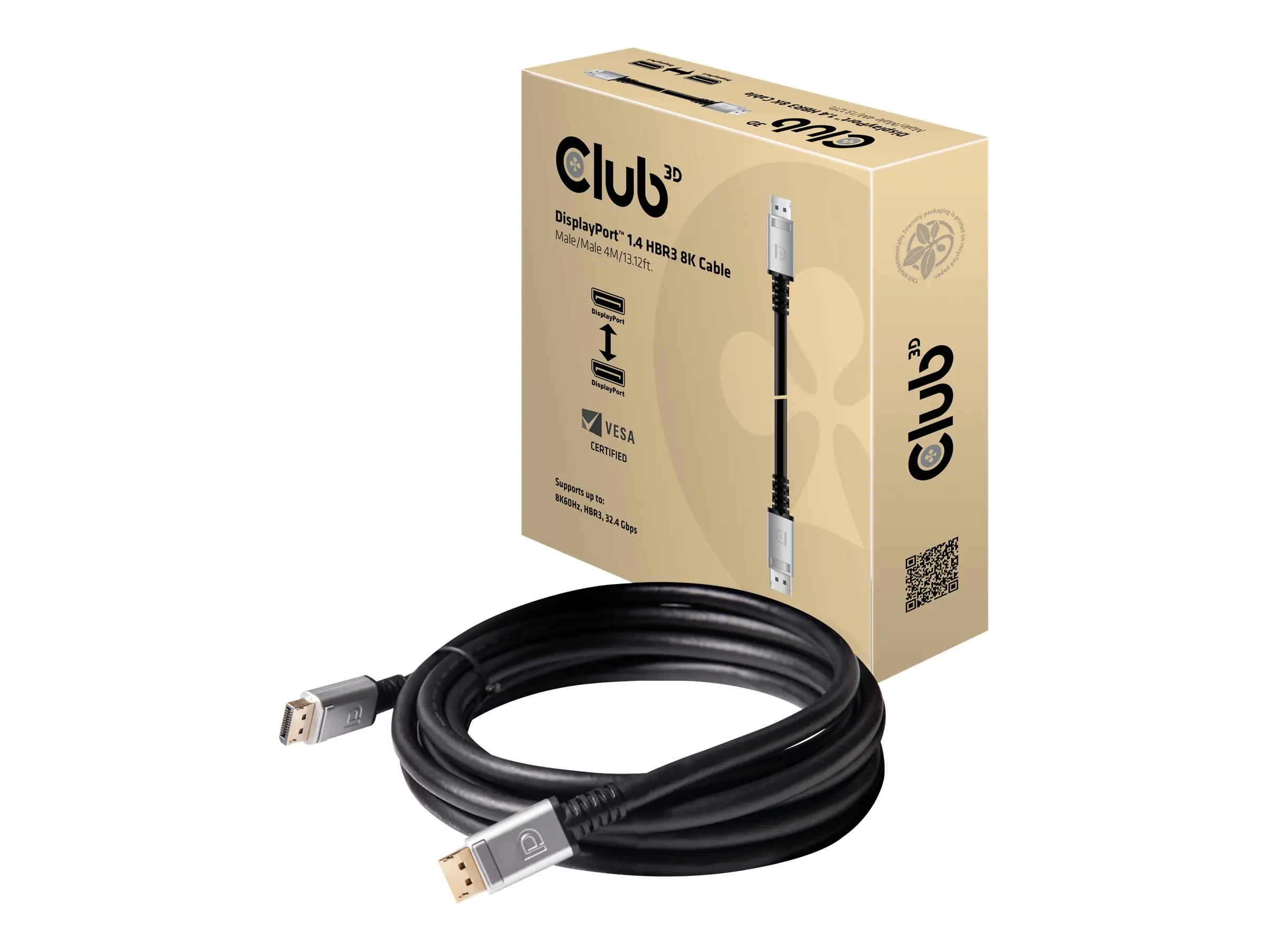Club 3D - DisplayPort-Kabel - DisplayPort (M) zu DisplayPort (M) - DisplayPort 1.4 - 4 m - 8K Unterstützung